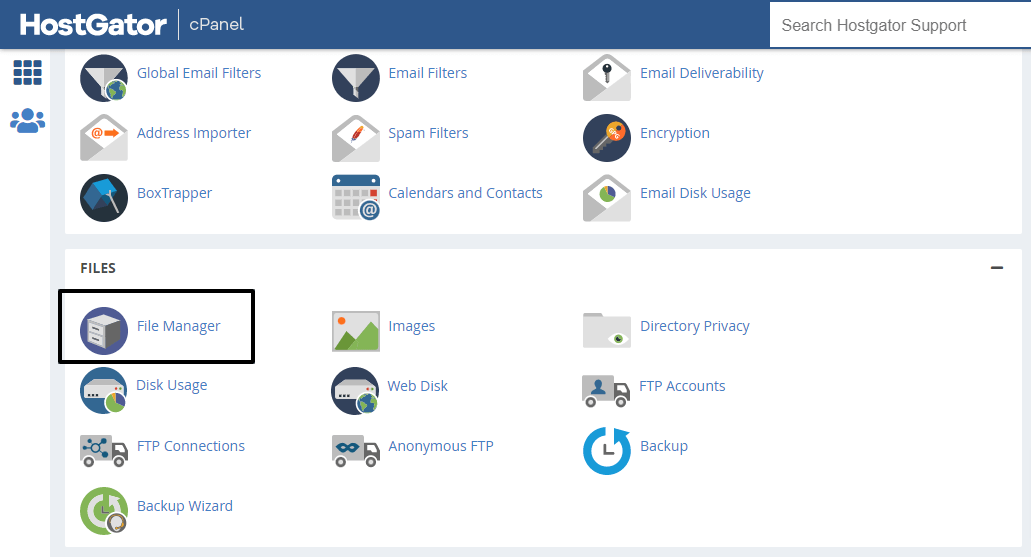 Hostgator File Manager