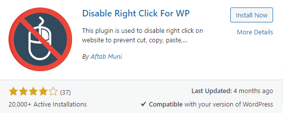 Disable Right Click For WP